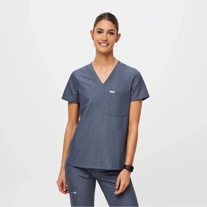 FIGS® Scrubs in Heather Denim - Catarina Top & Zamora Pant - Size M